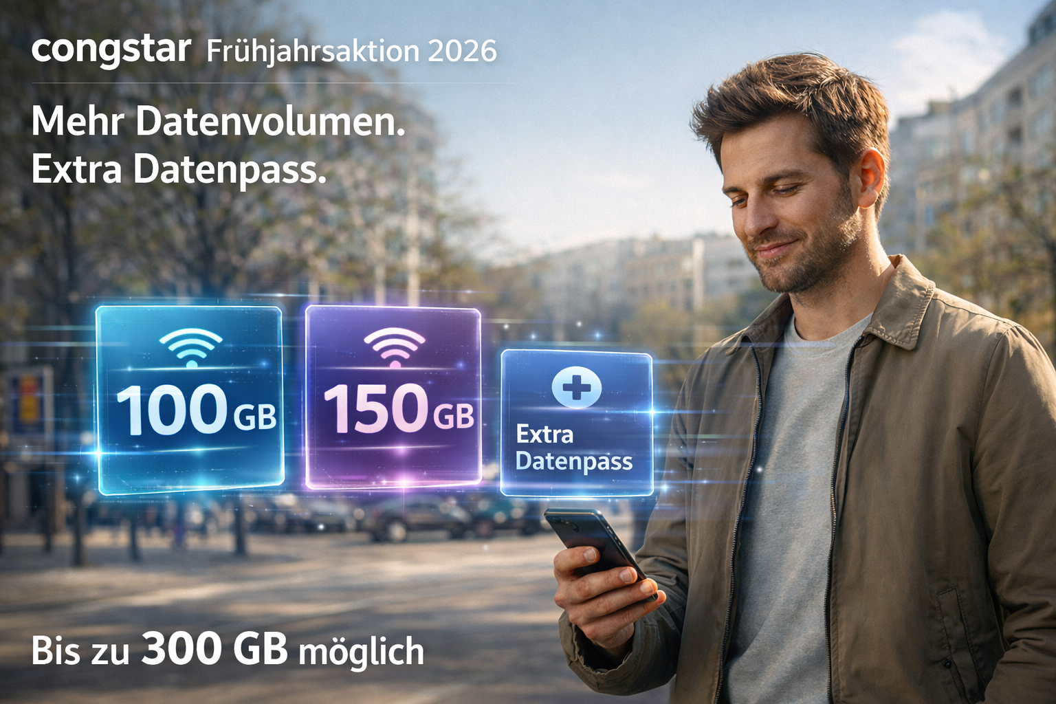 congstar Frühjahrsaktion 2026: Mehr Datenvolumen für weniger Stress - Diese Tarife bekommen jetzt eine versteckte Daten-Reserve Die congstar Frühjahrsaktion 2026 bringt deutlich mehr Datenvolumen, Extra-Datenpässe und neue Young-Vorteile. Alle Tarife, Preise und Details im großen Überblick.