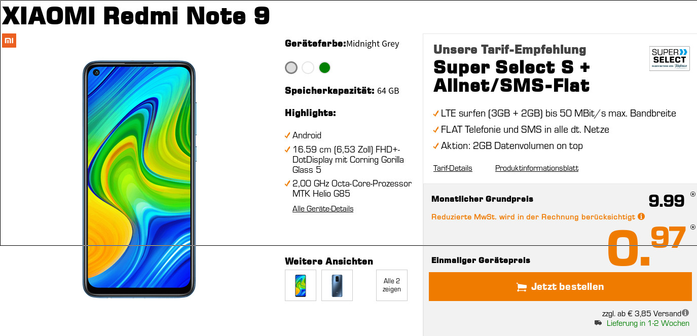 Huawei P20 Tarife