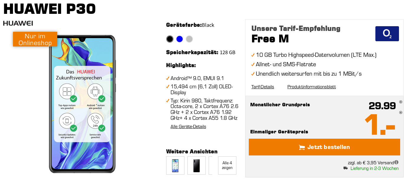 Huawei P30 Tarife