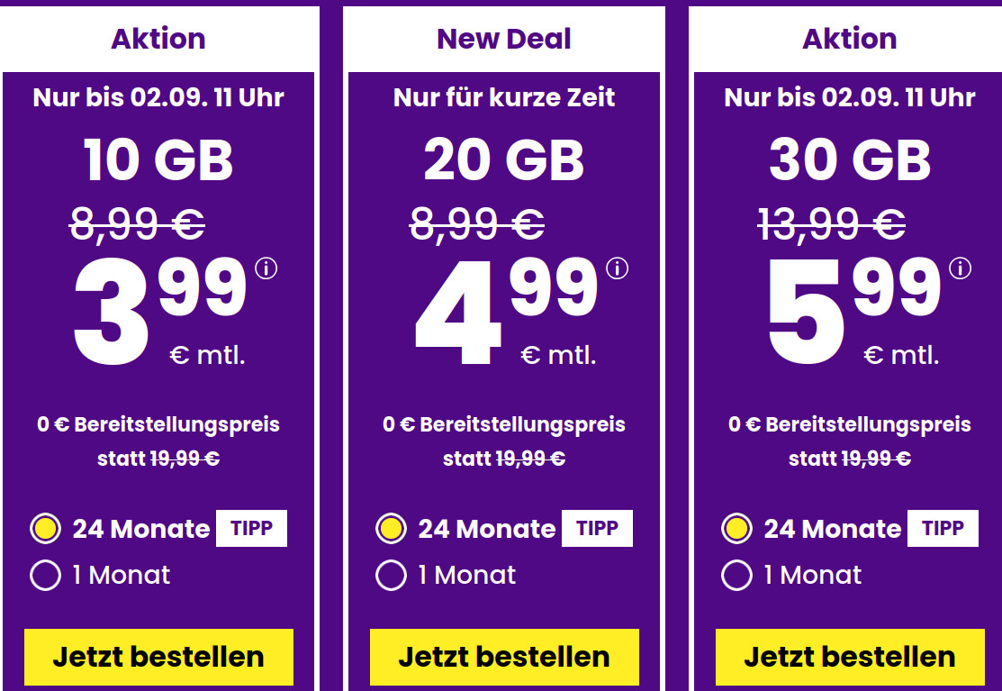 Spartipp 10 GB Handytarife: Sim24 10 GB Allnet-Flat Tarif für 3,99 Euro und mtl. Laufzeit Spartipp 10 GB Handytarife: Sim24 10 GB Allnet-Flat Tarif für 3,99 Euro und mtl. Laufzeit
