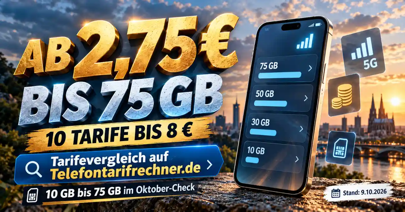 Handytarife bis 8 Euro im Oktober 2026 mit mindestens 10 GB Datenvolumen