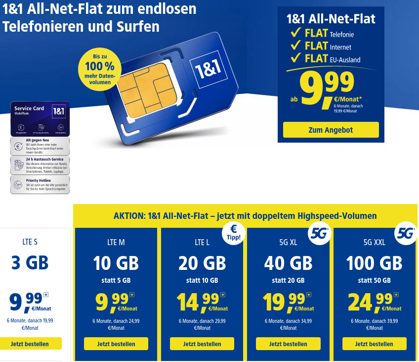 1&1 Smartphone Tarife: Ab sofort keine Tarife im Vodafone Netz mehr