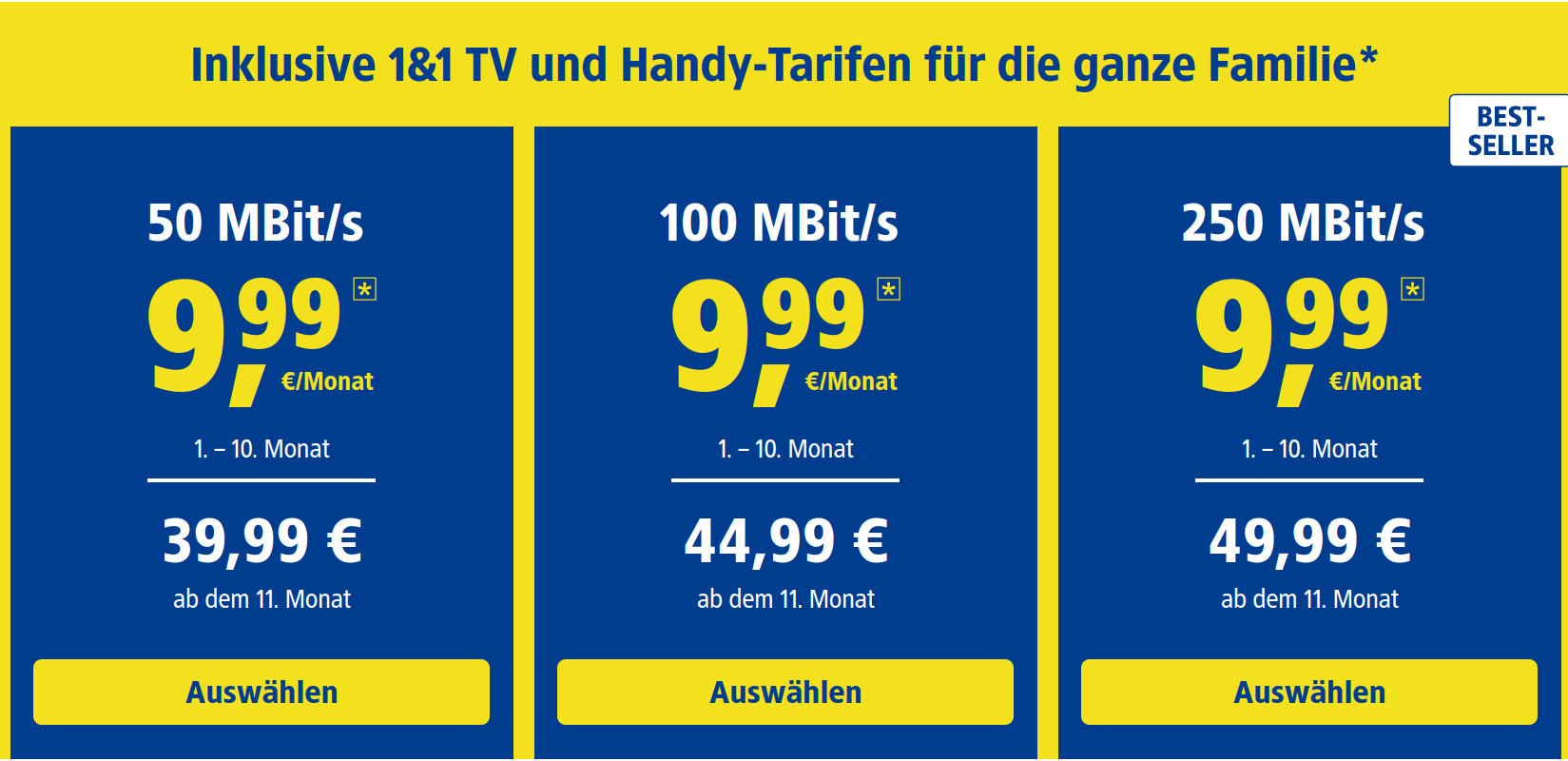 1&1 DSL Tarife im September mit IPTV: 10 Monate beim 1&1 DSL Tarif ab 9,99 Euro und 400 Euro sparen
