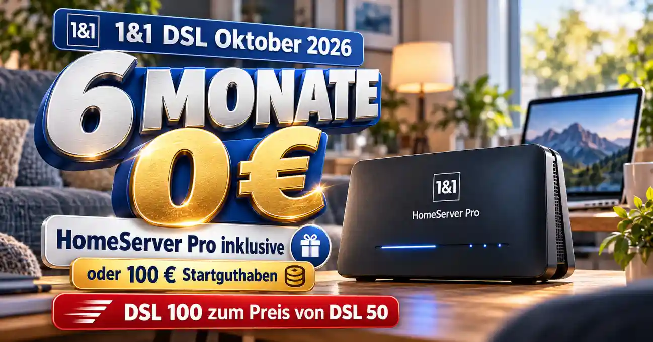 1&1 DSL Angebote im Oktober 2026 mit HomeServer Pro und 0-Euro-Start