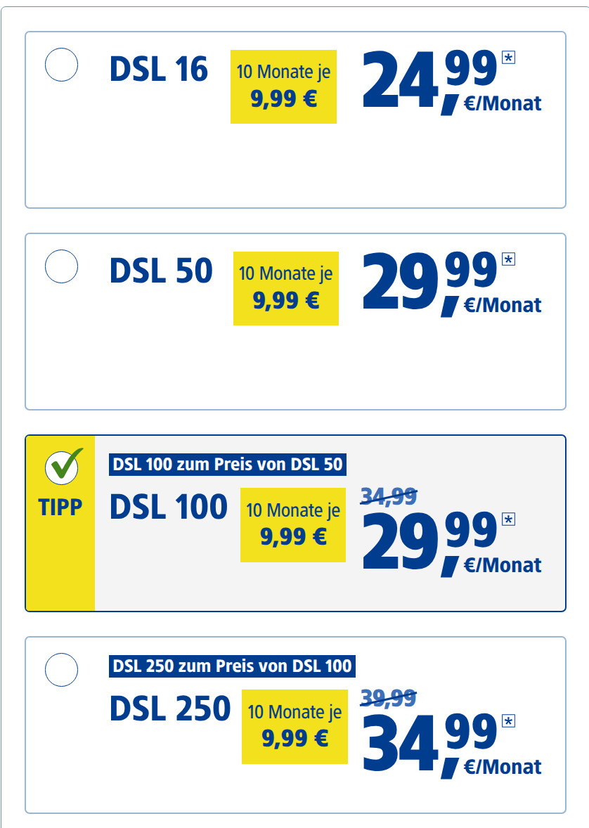 1&1 DSL Tarife im Dezember: 10 Monate verbilligt --1&1 DSL Tarife ab 9,99 Euro