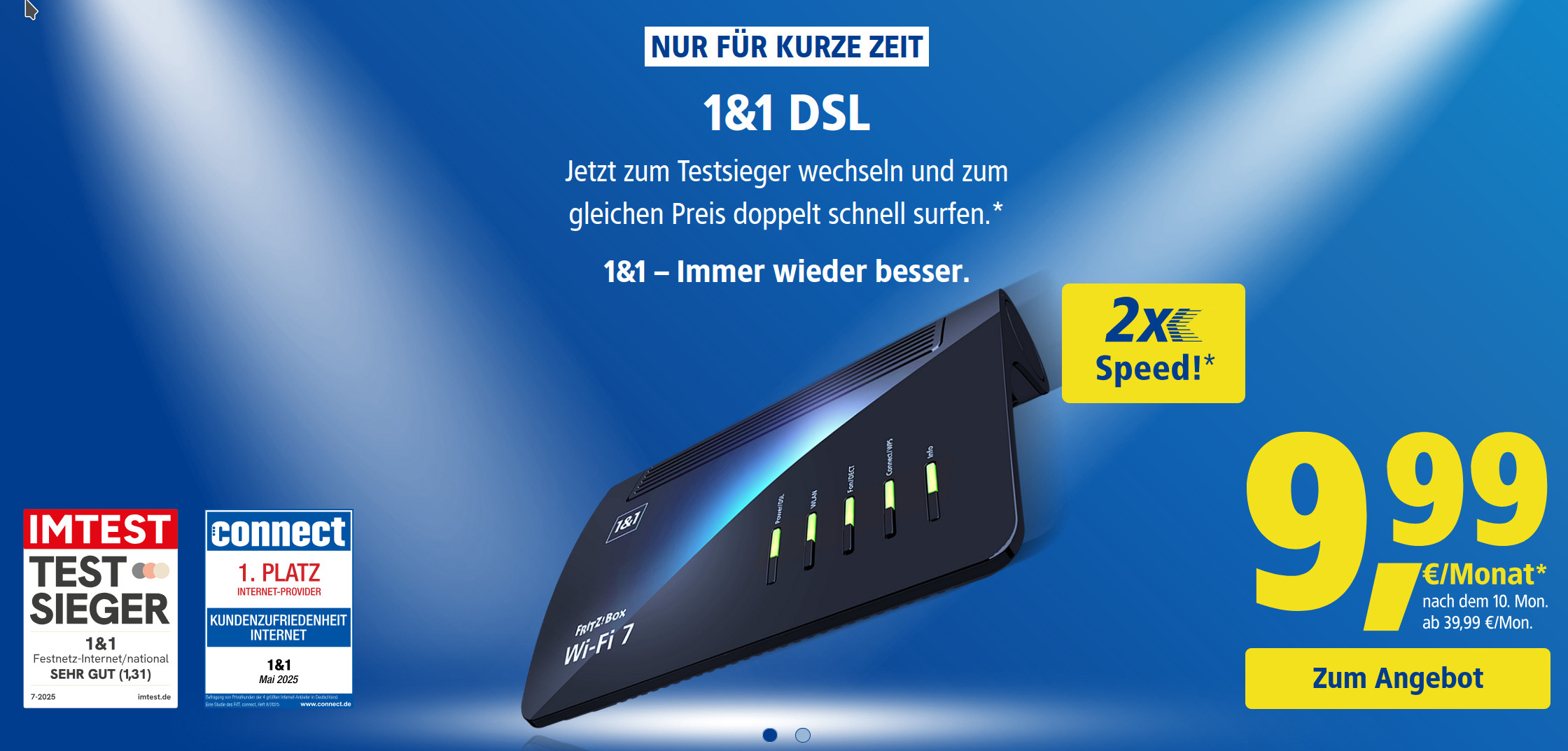 1&1 DSL Tarife im Oktober: 10 Monate verbilligt --1&1 DSL Tarife ab 9,99 Euro