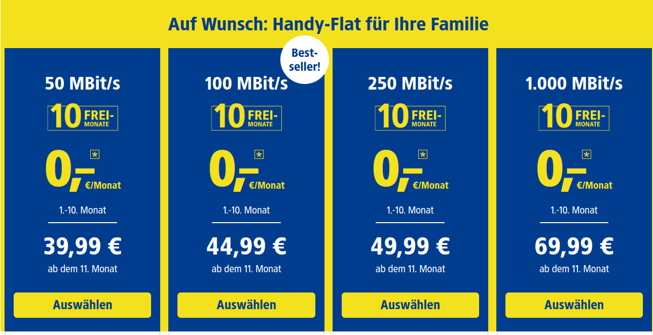 1&1 DSL Tarife: 10 Freimonate beim 1&1 DSL Tarif mit 250 Mbit und 499,90 Euro sparen