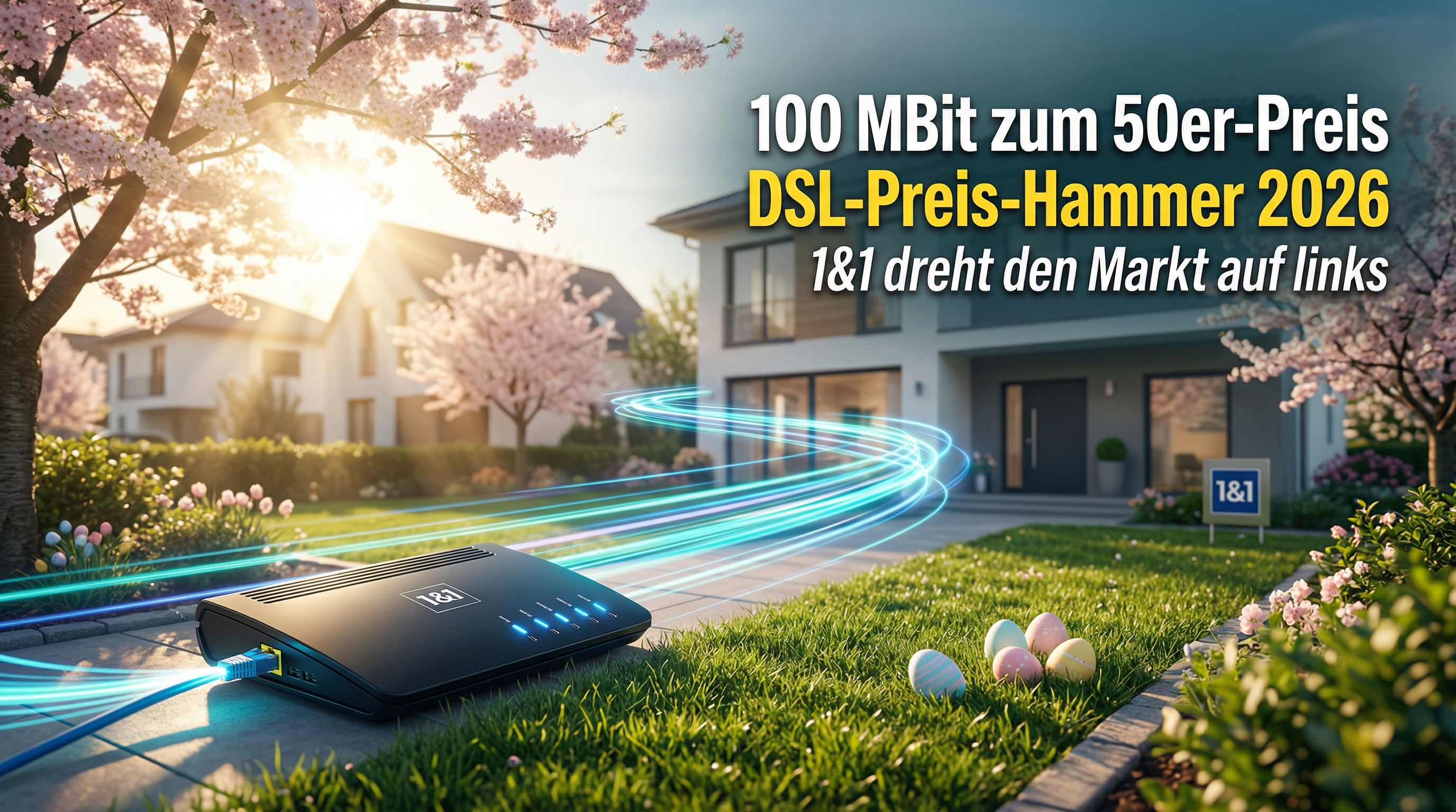 1&1 startet eine aggressive DSL-Preisoffensive: 100 MBit zum Preis von 50 und 250 MBit zum Kampfpreis. Wir zeigen den Vergleich mit Telekom, Vodafone und O2. Jetzt sparen!