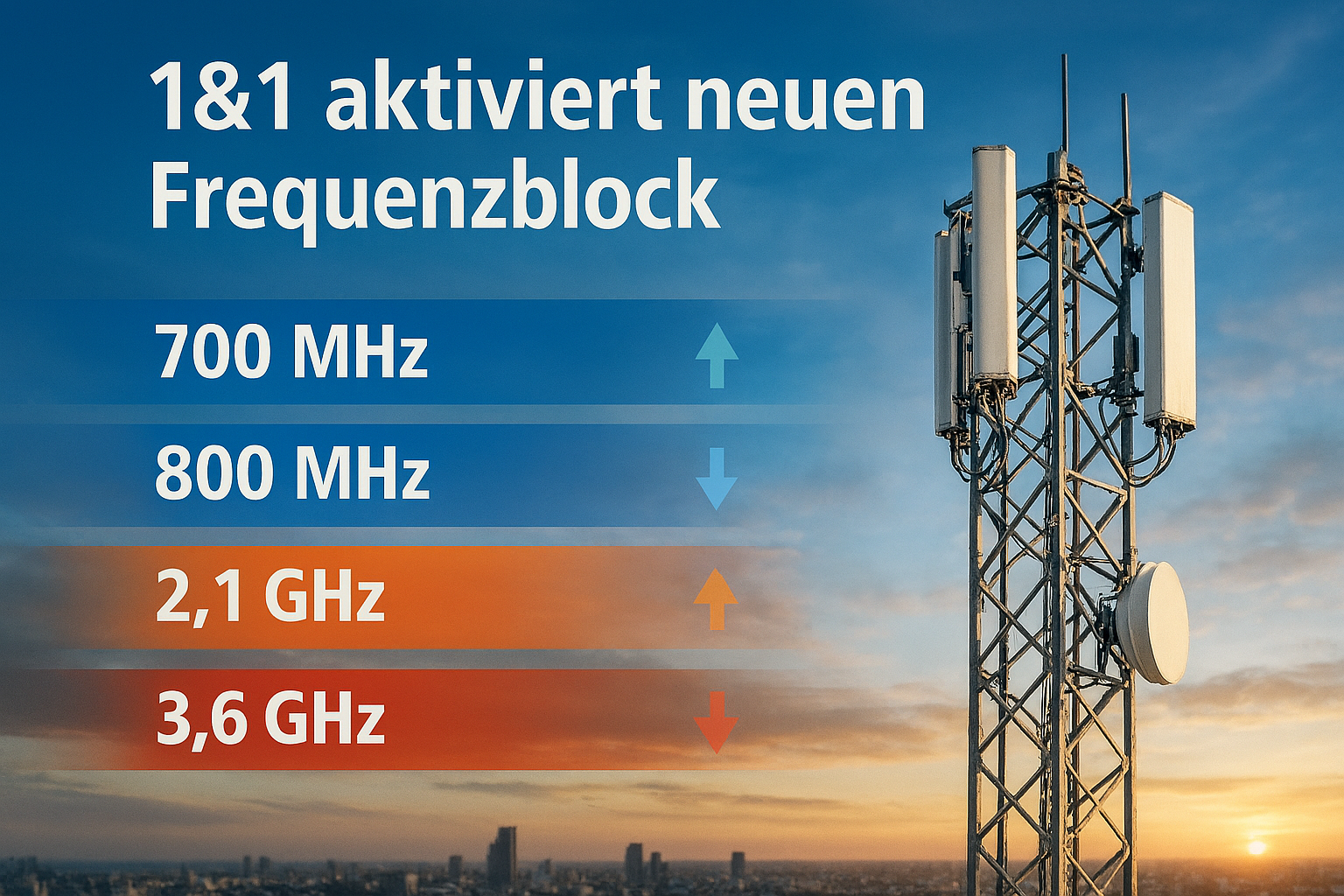 1&1 aktiviert neuen Frequenzblock im 2,1-GHz-Bereich. Analyse der Auswirkungen auf Kunden, Vergleich mit Telekom, Vodafone und O2 sowie Einordnung der Mobilfunkstrategie in Deutschland.