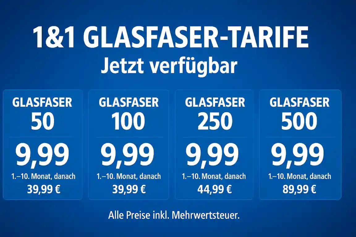 Ausf�hrlicher Vergleich der Glasfaser-Tarife von 1&1 und Deutsche Glasfaser. Preise, Leistungen und Vorteile im �berblick.