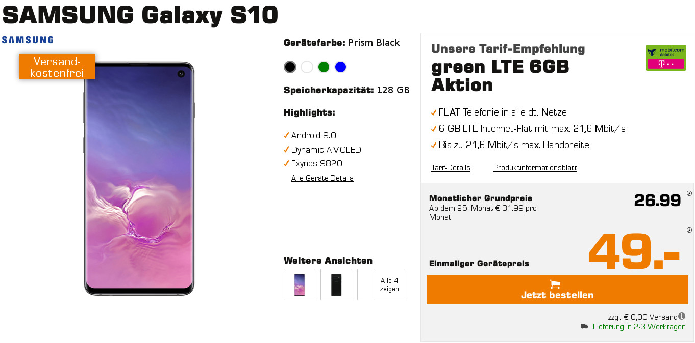 Galaxy S10 Tarife