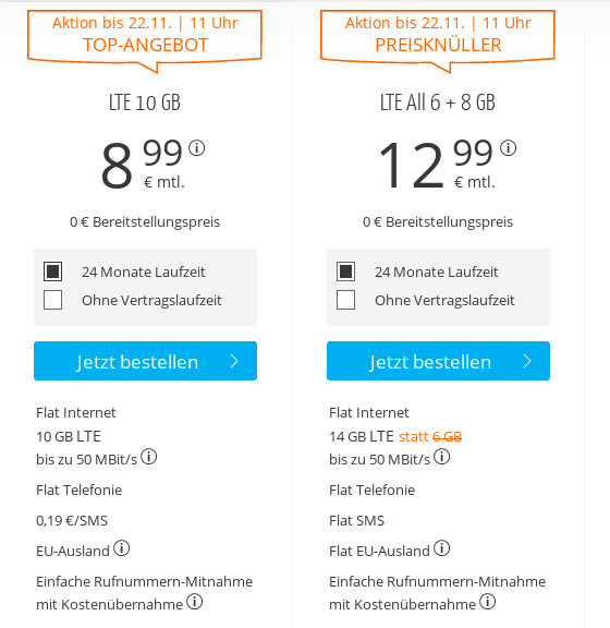 Spartipp 10 GB Tarife: Simde 10 GB LTE All-In-Flat f�r 8,99 Euro ohne Anschlusspreis