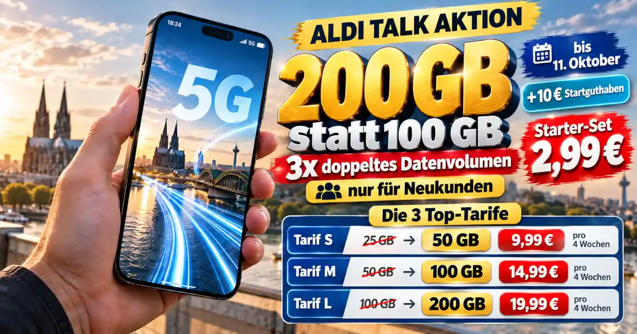 ALDI TALK Aktion mit doppeltem Datenvolumen bis zu 200 GB