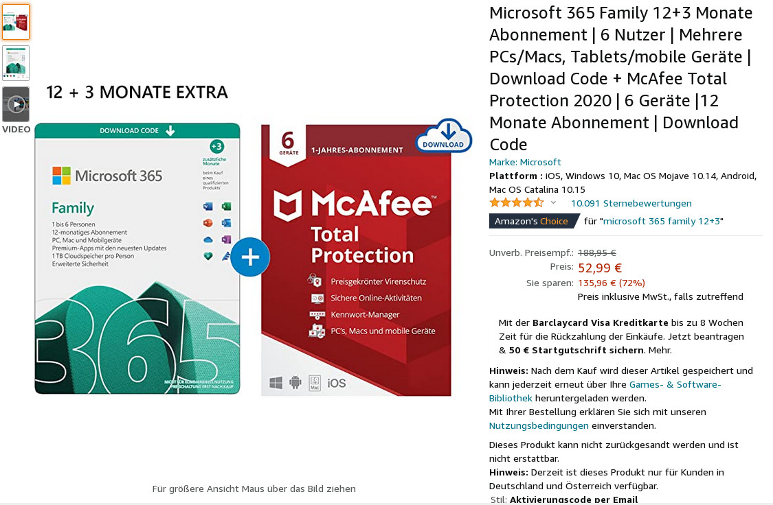 Microsoft 365: Microsoft 365 Family fr 15 Monate nur 52,99 Euro statt 99,99 Euro