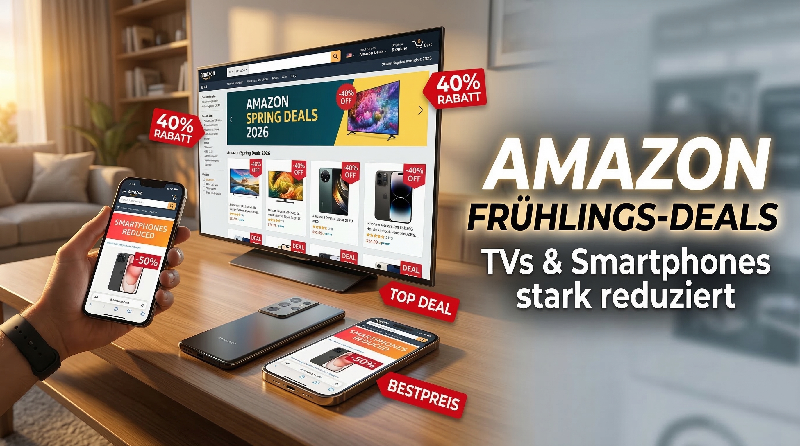 Amazon Fr�hlingsangebote 2026 gestartet: TVs, Smartphones und Technik stark reduziert. Die besten Deals, Preisvergleiche und Spartipps in der gro�en �bersicht.