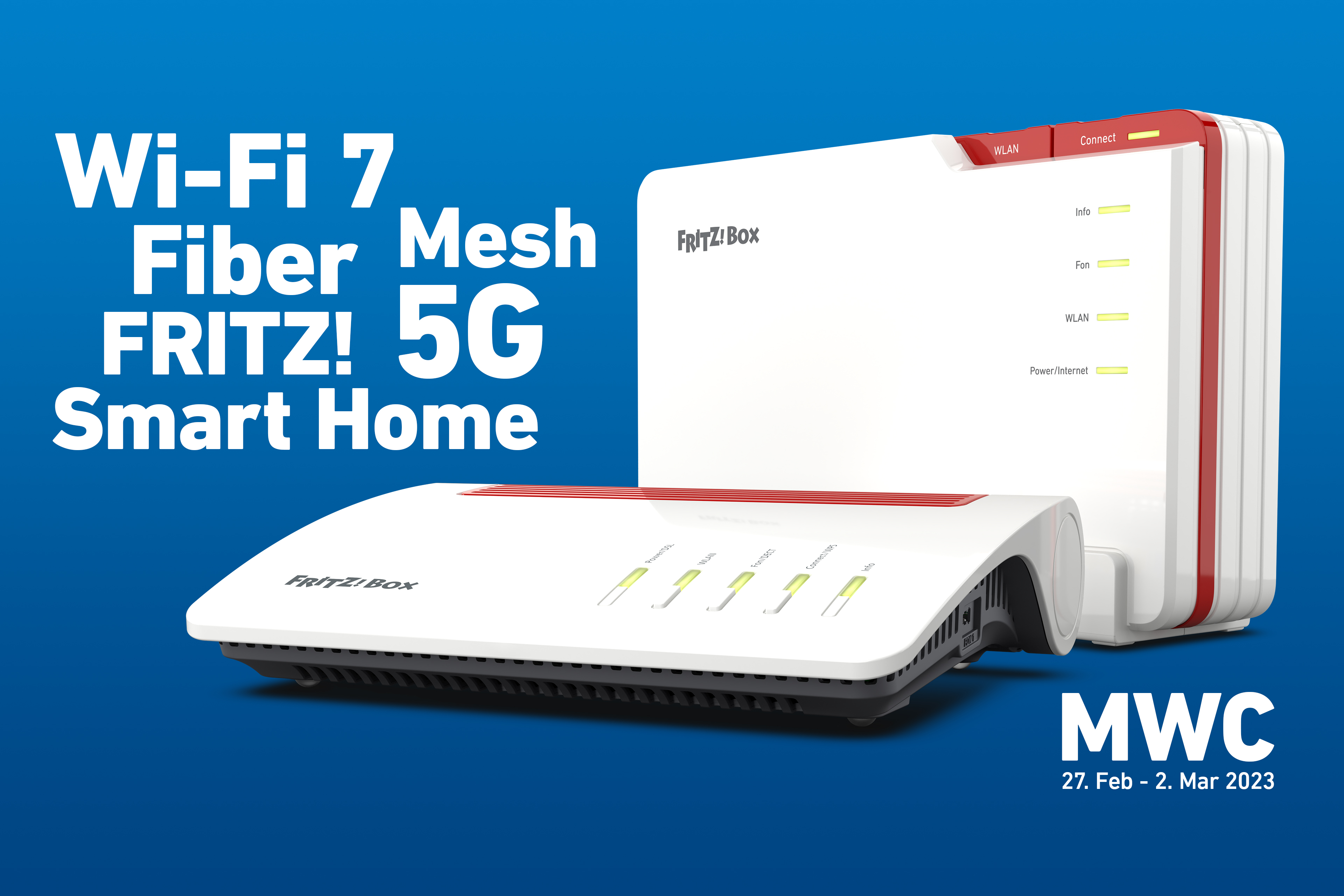 AVM auf dem MWC 2023: Neue FRITZ-Produkte für Glasfaser und DSL mit WiFi 7 bei 10 Gbit