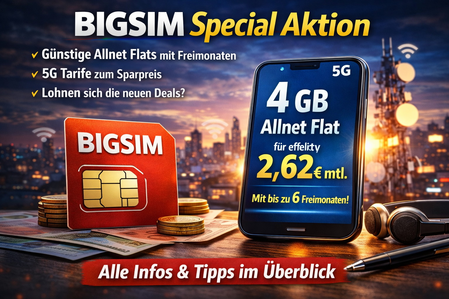 Die BIGSIM Allnet Flat mit 15 GB f�r effektiv nur 3,18 &euro; im Monat im Detail. Alle Infos zur Aktion, Kosten, Laufzeit und warum dieses Angebot aktuell so attraktiv ist.