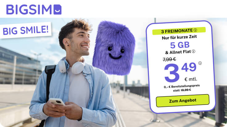 BIGSIM startet eine aggressive Tarif-Offensive mit 5 GB Allnet Flat zum Effektivpreis von nur 3,05 &euro;. Alle Infos zu Preisen, Datenvolumen, Aktionen und Vergleichstabellen im gro�en �berblick.
