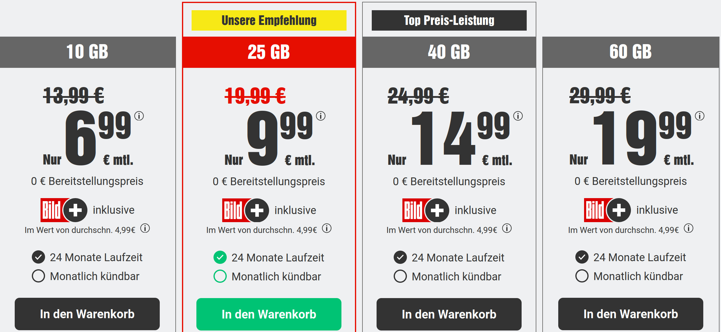 Neue Aktionstarife bei Bildconnect: Gratis Bildplus Abo mit 10 GB Flat fr 6,99 Euro