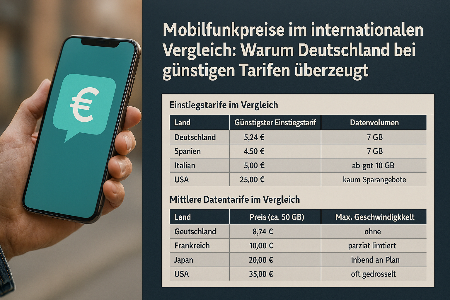 Mobilfunkpreise im internationalen Vergleich: Warum Deutschland bei g�nstigen Tarifen �berzeugt, wo es teuer wird und was Verbraucher wissen sollten.