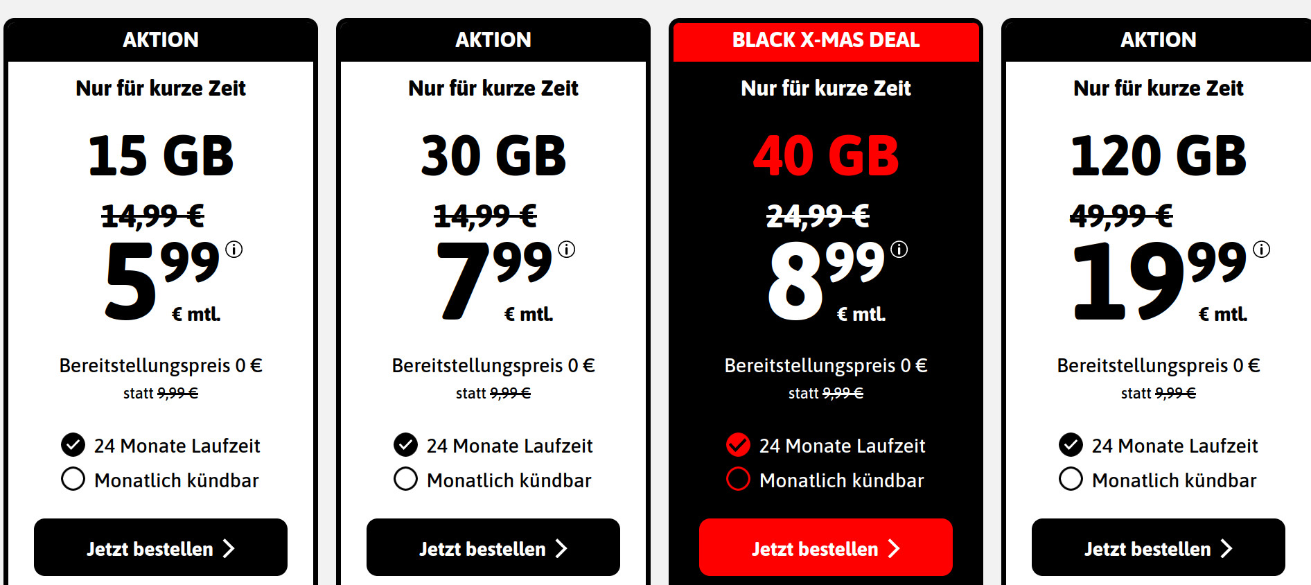 Entdecken Sie den X-MAS DEAL von BLACKSIM: 120 GB Highspeed-5G fr nur 19,99 Euro monatlich. Perfekt fr die Weihnachtszeit