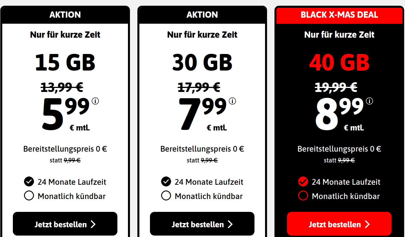 Blacksim 15 GB mit 15 GB All-In-Flat fr 5,99 Euro