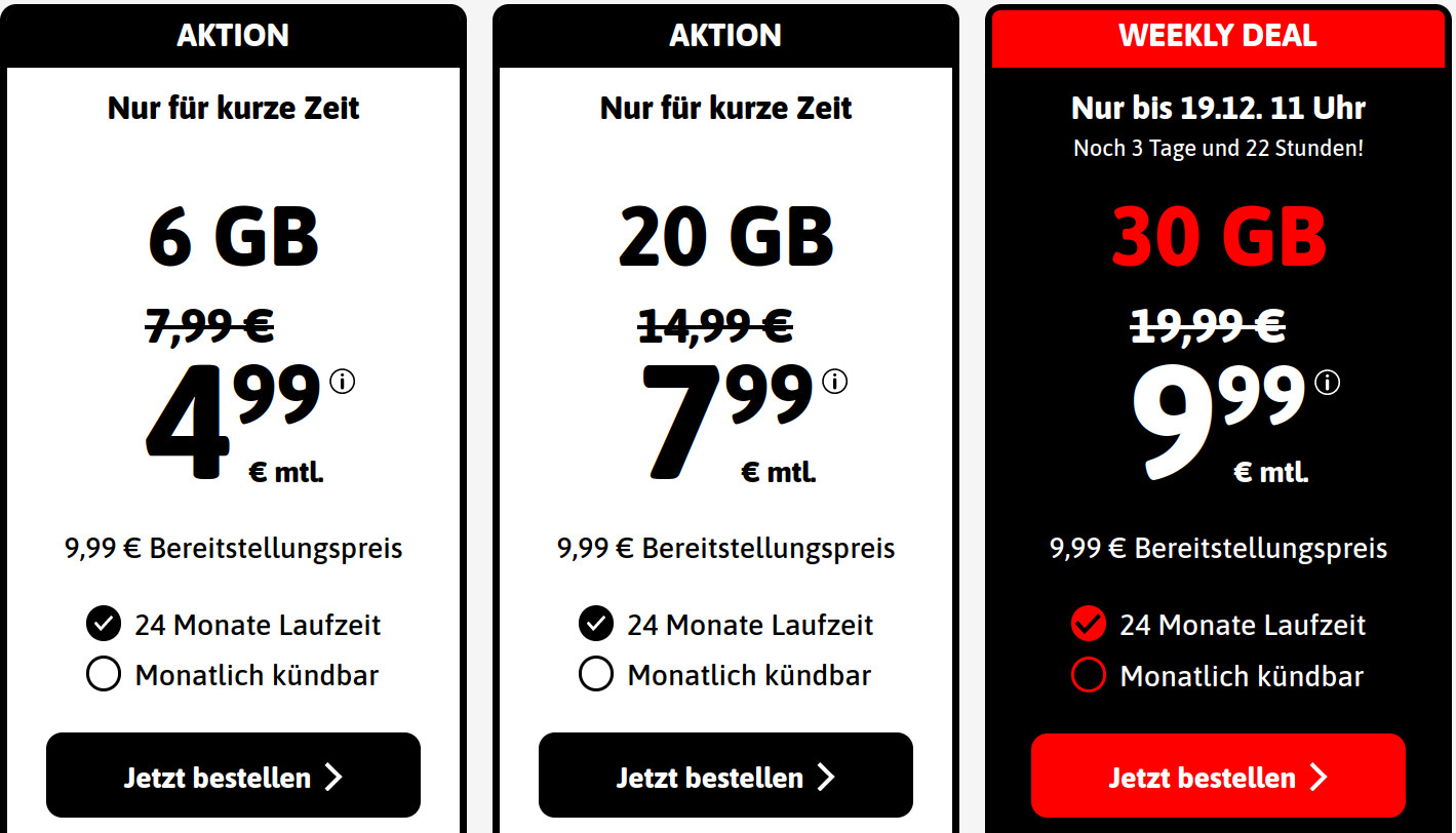 Tarifpower 30 GB 5G Handytarife: Blacksim 30 GB 5G Allnet-Flat fr 9,99 Euro und mtl. Laufzeit