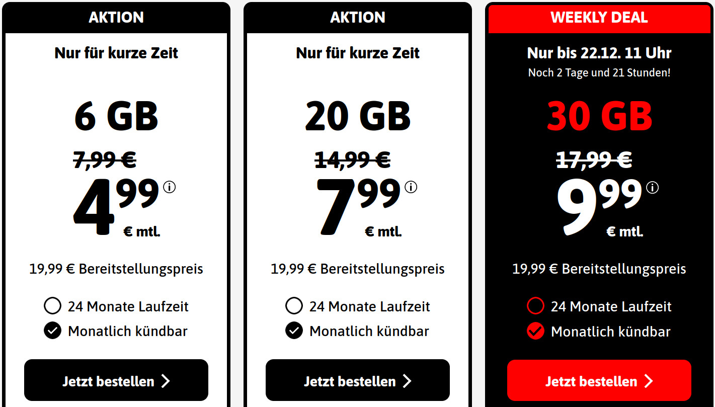 Tarifpower 30 GB 5G Handytarife: Blacksim 30 GB 5G Allnet-Flat fr 9,99 Euro und mtl. Laufzeit