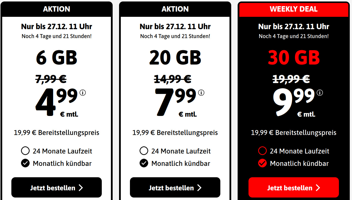 Tarifpower 30 GB 5G Handytarife: Blacksim 30 GB 5G Allnet-Flat fr 9,99 Euro und mtl. Laufzeit