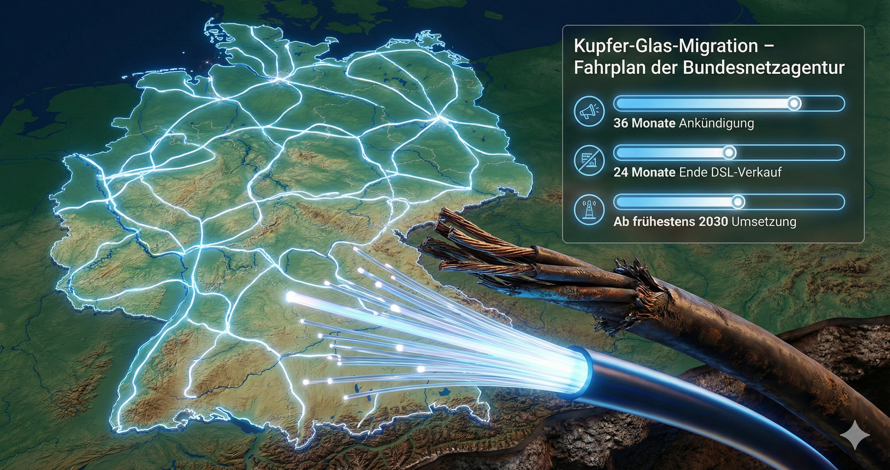 Die Bundesnetzagentur legt ein Konzept f�r die Kupfer-Glas-Migration vor. Der Artikel erkl�rt Hintergr�nde, Regeln, Fristen und Auswirkungen f�r Verbraucher und Anbieter.