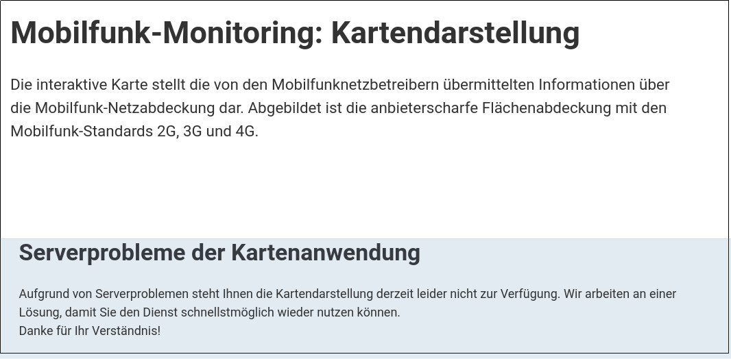 #Funkloch: Bundesnetzagentur Mobilfunkkkarte ber Funklcher ist offline