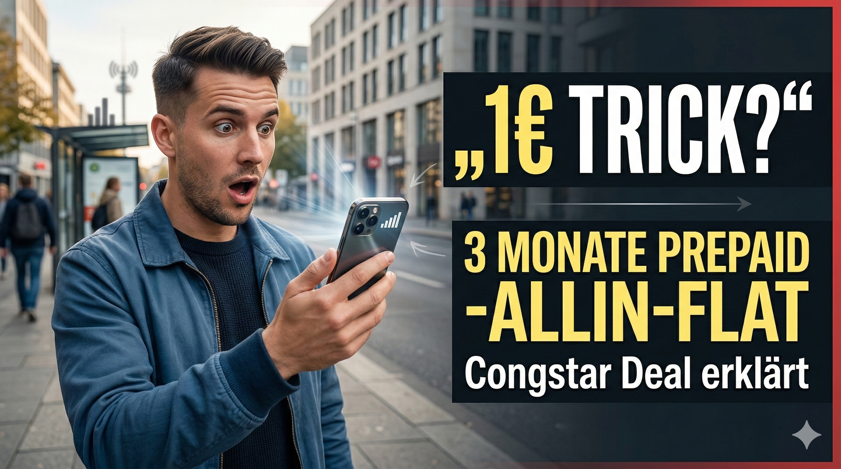 Congstar startet eine neue 1-Euro-Aktion: Nutzer k�nnen mit einem einfachen Prepaid-Trick bis zu drei Monate ohne zus�tzliche Kosten surfen. So funktioniert der Deal, welche Bedingungen gelten und f�r wen er sich wirklich lohnt.