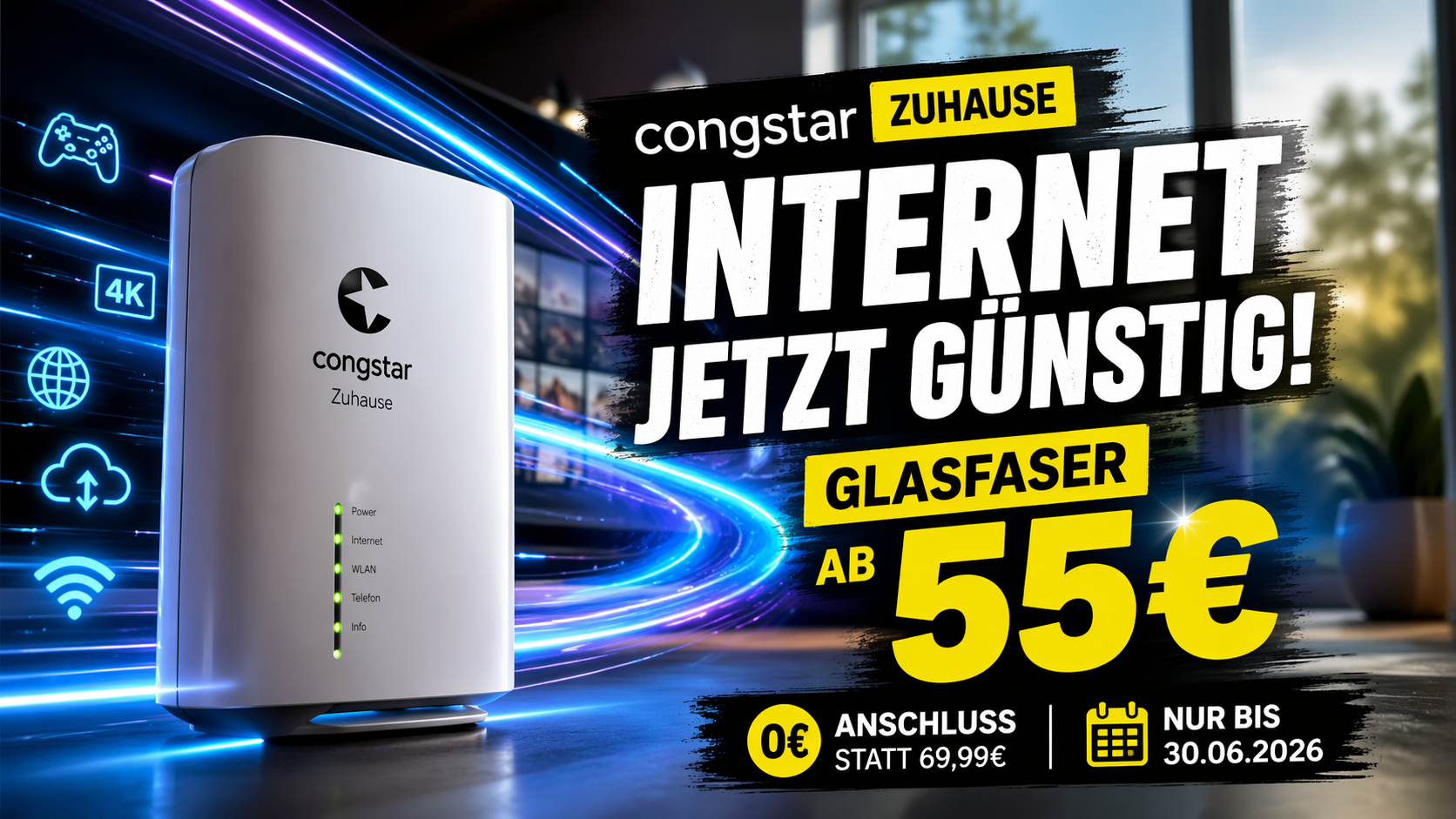 congstar senkt Preise: DSL und Glasfaser Tarife jetzt g�nstiger + 0&euro; Bereitstellung. Alle congstar Zuhause Tarife im Vergleich - lohnt sich der Deal 2026 wirklich?