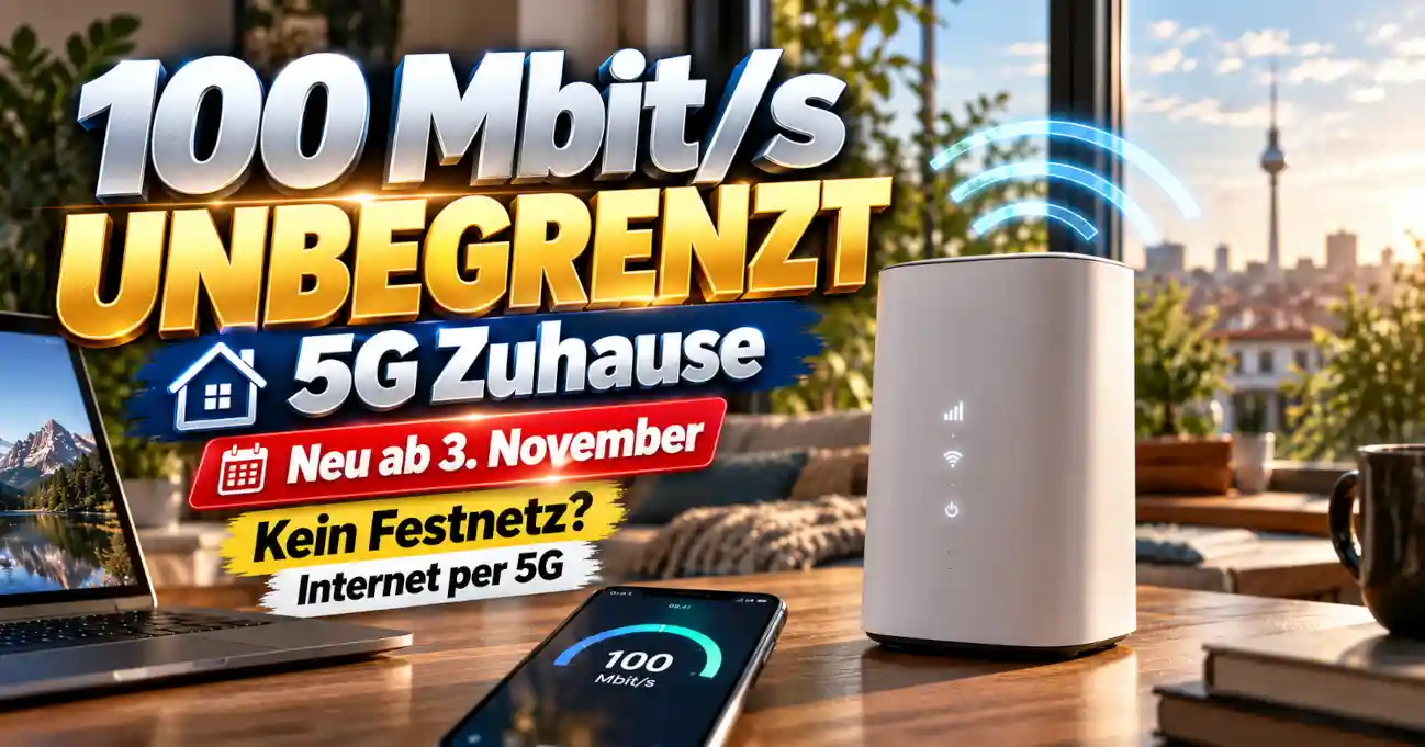 congstar 5G Zuhause mit unbegrenztem Datenvolumen und bis zu 100 Mbit/s
