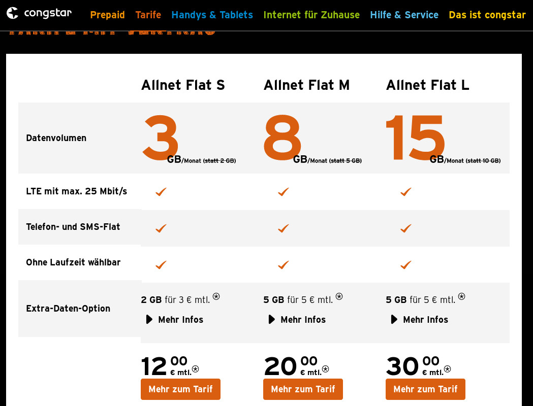 congstar Smartphone Tarife
