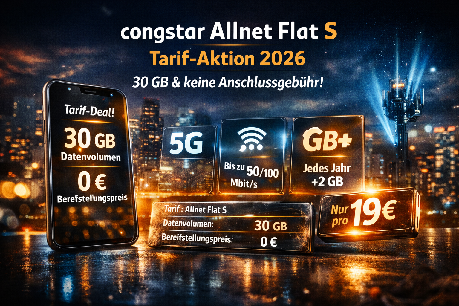 Die congstar Allnet Flat S wird im Februar 2026 mit 30 GB statt 25 GB angeboten. Alle Details zur Aktion, Preis, 5G Speed Option und GB+ Funktion im gro�en �berblick.