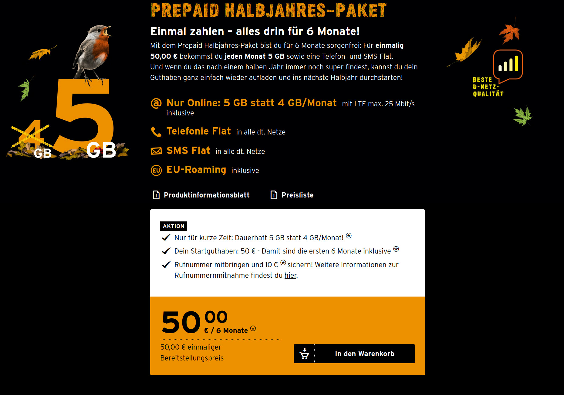 Congstar mit neuem Halbjahres-Paket --4 GB Allnet-Flat für rechnerische 8 Euro --50 Euro Startguthaben