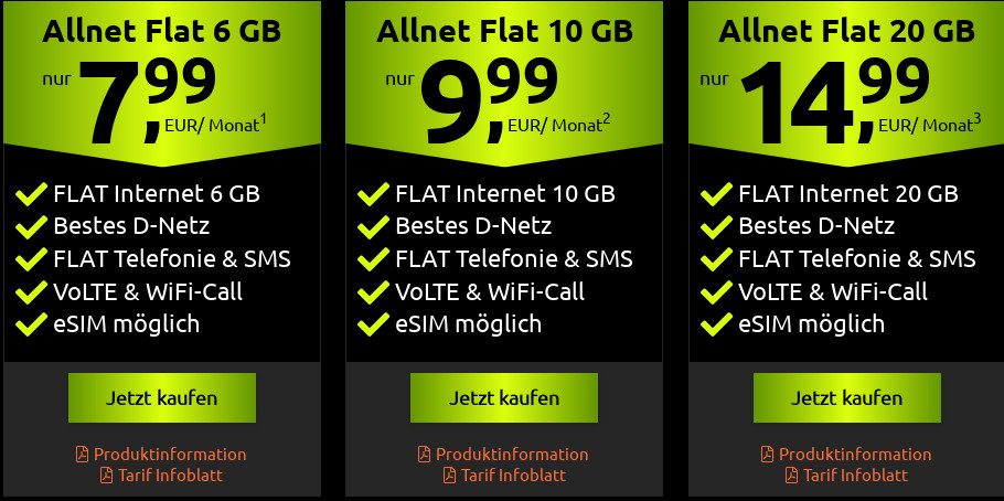 Oster Deal: Crash 6 GB Allnet-Flat Tarif im Telekom Netz für 7,99 Euro, 10 GB Allnet-Flat für 9,99 Euro