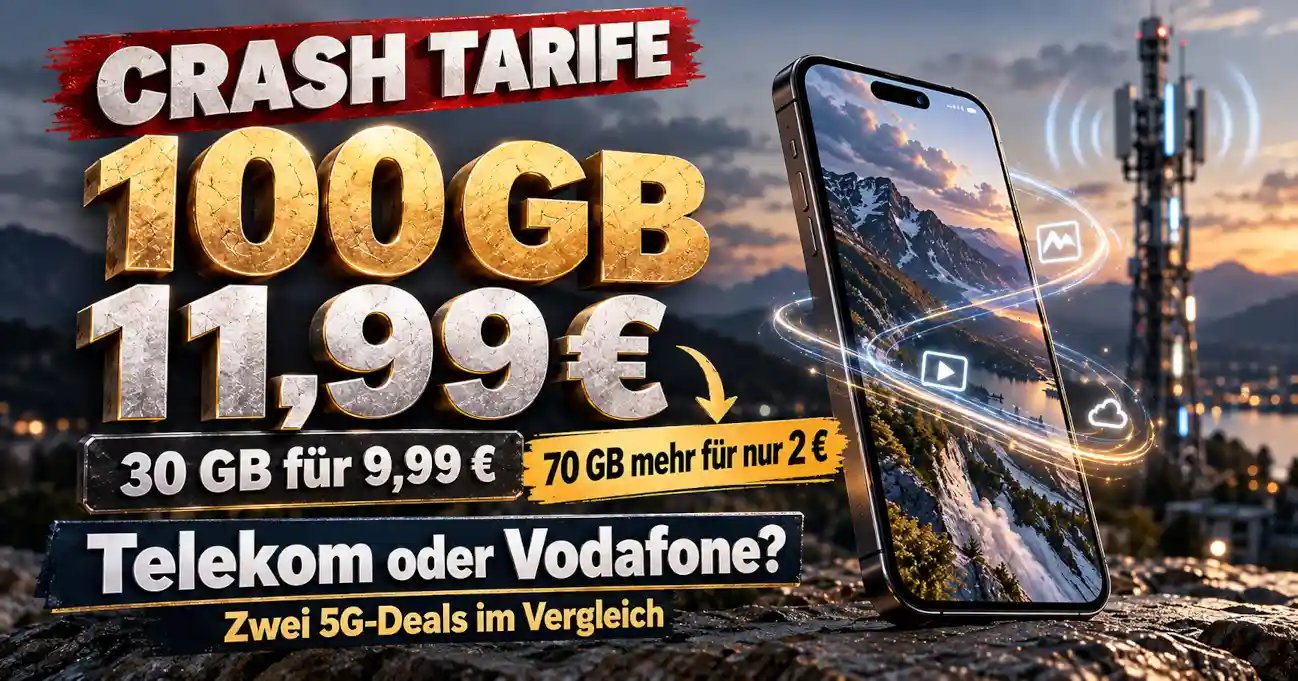 Crash 5G-Tarife mit 30 GB und 100 GB im Vergleich