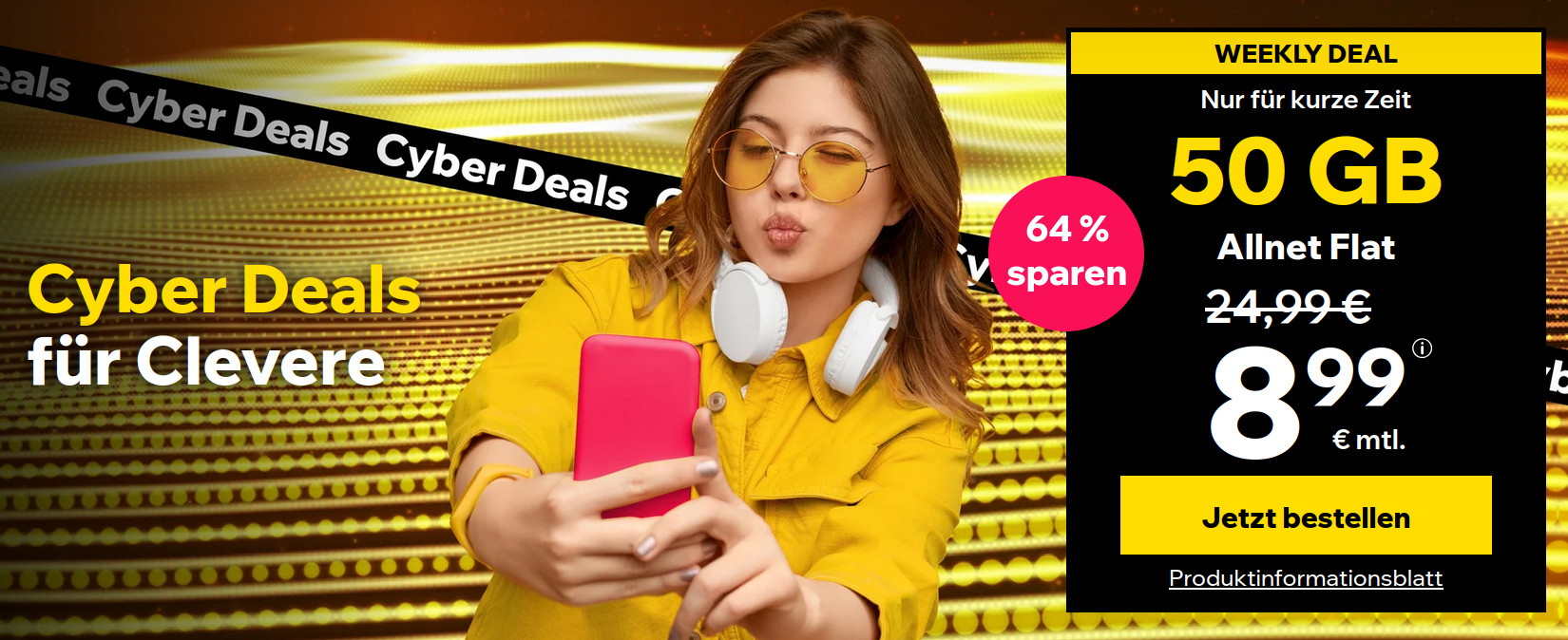 Entdecken Sie den unschlagbaren <strong>Cybersim</strong> <b>50 GB Allnet-Flat</b> Tarif f�r nur 6,99Euro/Monat. Erfahren Sie alles �ber diesen <em>Mobilfunktarif</em> und die komplette Tarif�bersicht, inklusive flexibler Leistungen, 5G und EU-Roaming.