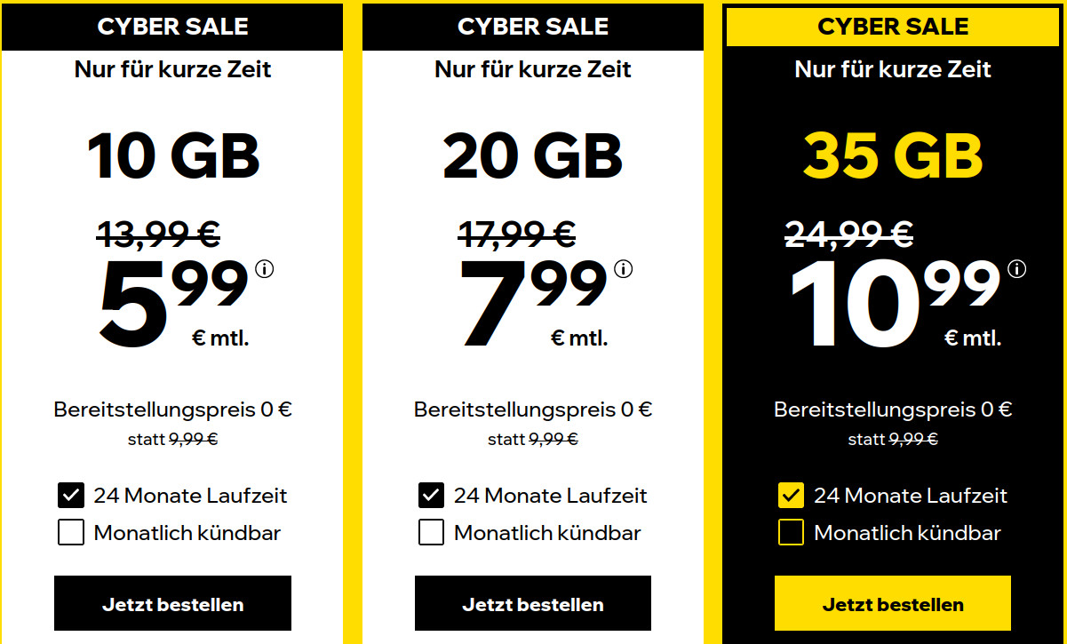 Preistipp 10 GB Tarife: Cybersim 10 GB LTE Allnet-Flat f�r 5,99 Euro und mtl. Laufzeit