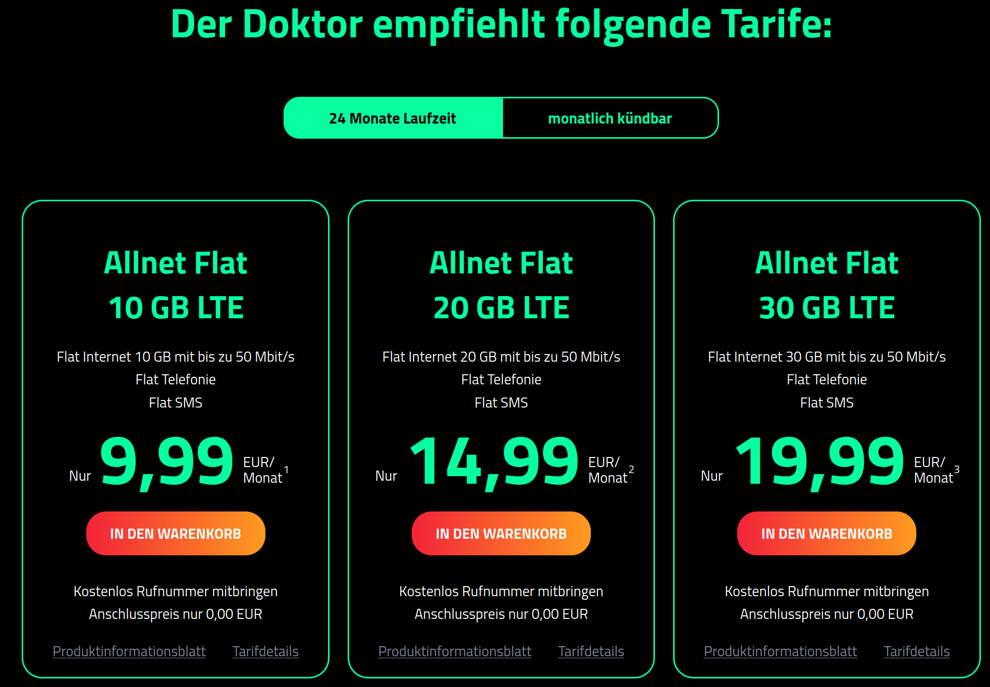 Dr.Sim Tarife: Neuer Anbieter mit 10 GB LTE All-In-Flat im Vodafone Netz mit 50 Mbit ab 9,99 Euro