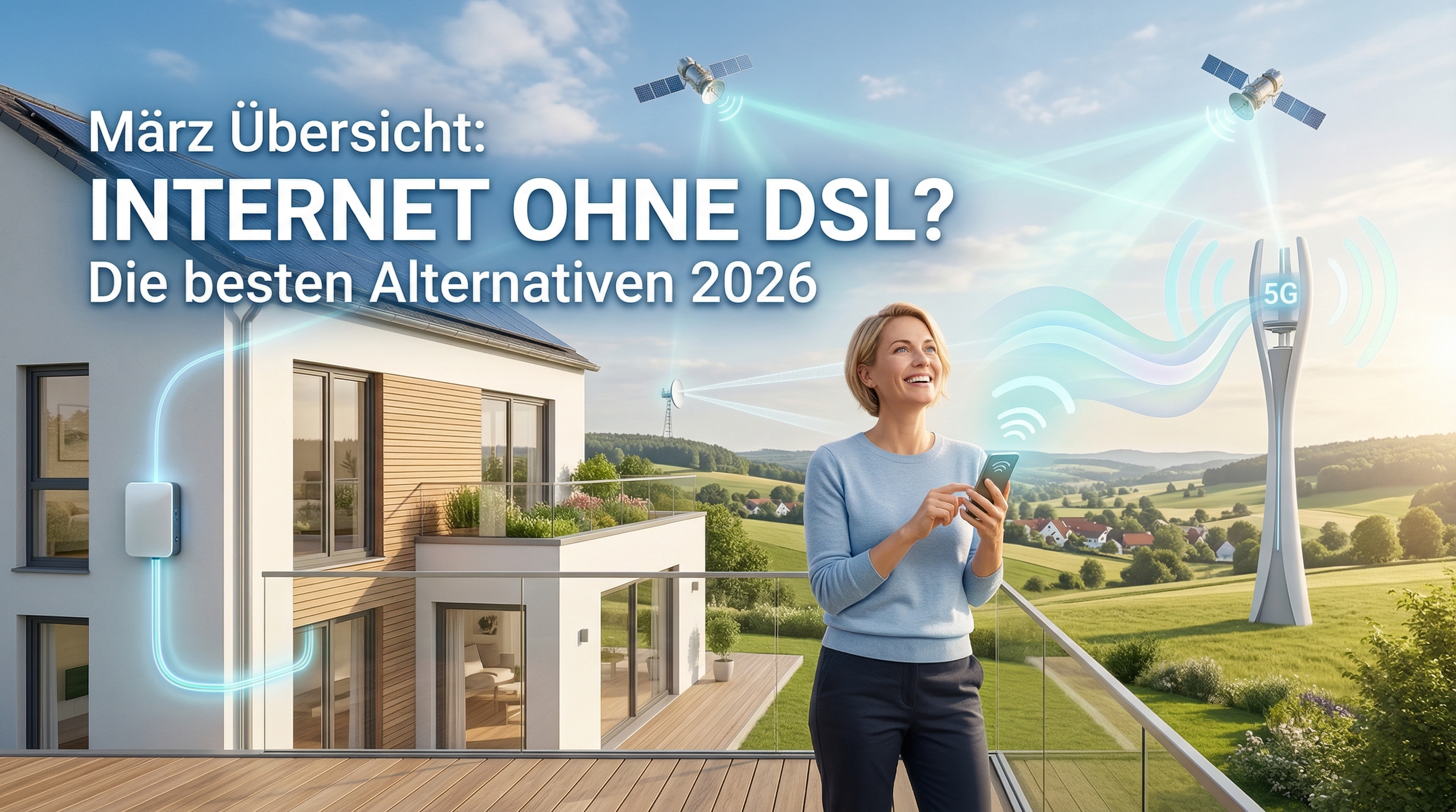 Kabel, LTE, 5G, Satellit und Richtfunk im gro�en Vergleich M�rz 2026. Alle Preise, Vor- und Nachteile sowie echte Empfehlungen f�r schnelles Internet ohne DSL oder Glasfaser.