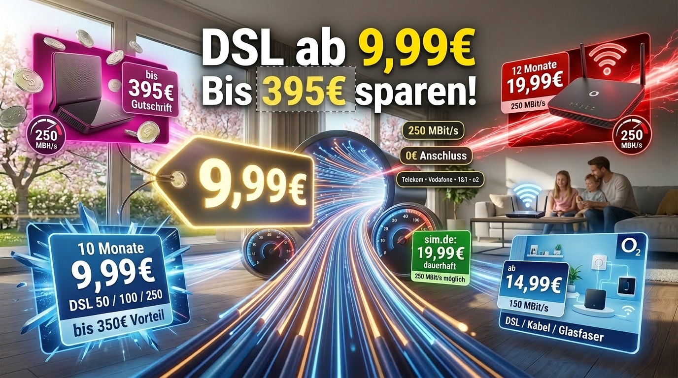 DSL Tarife Mai: Die besten DSL- und VDSL Tarife unter 20 Euro im Mai