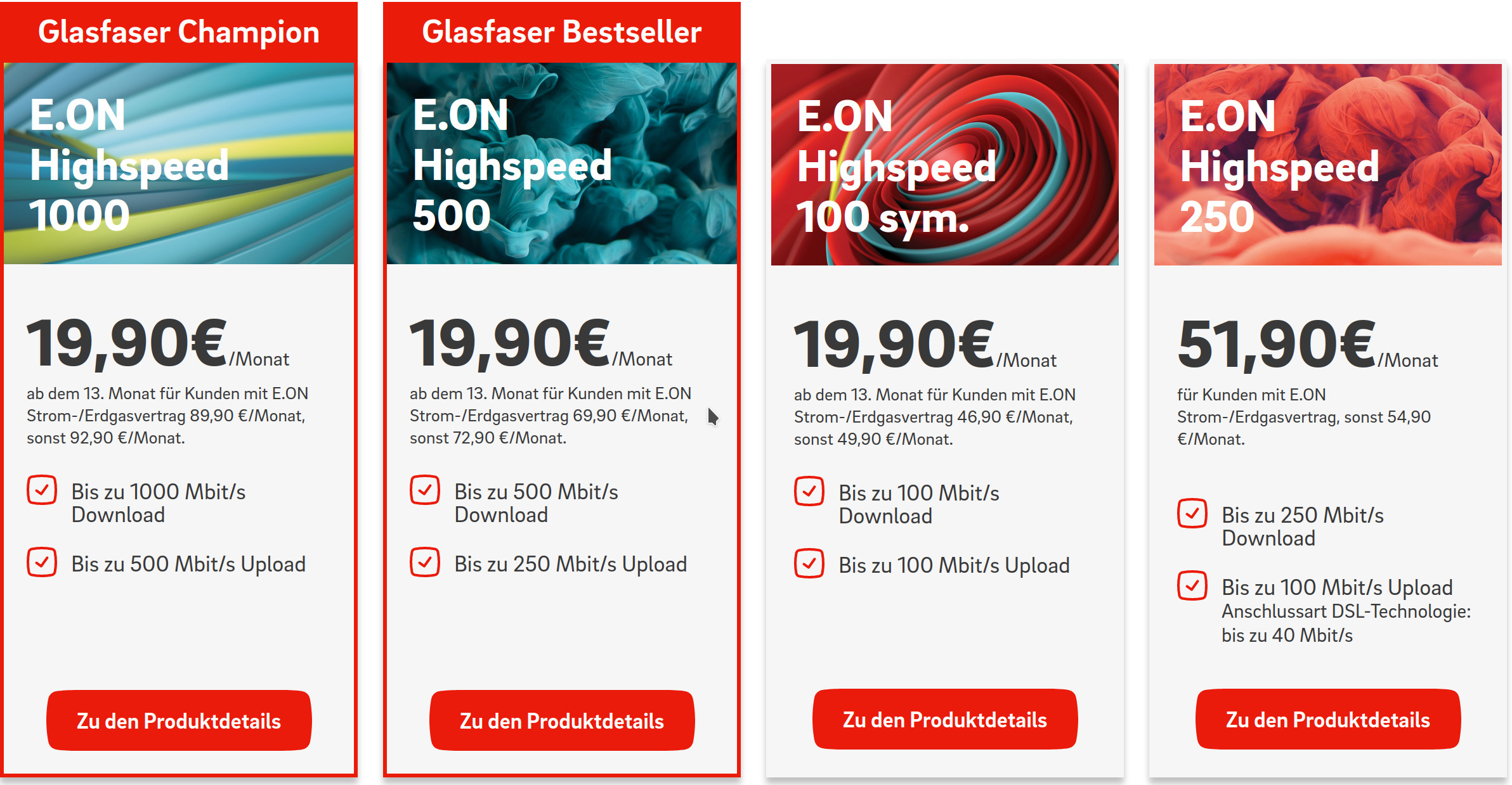 E.ON Glasfaser Tarife: Gigabit Speed ab 19,99 Euro für 12 Monate --Bis 876 Euro sparen