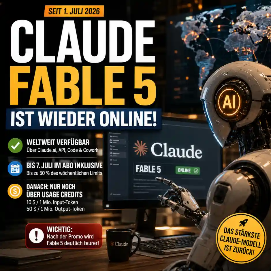 Claude Fable 5 ist zur�ck. Was Nutzer zu Zugriff, Promo bis 7. Juli, Usage Credits, API-Preisen und Sicherheitsfiltern wissen m�ssen