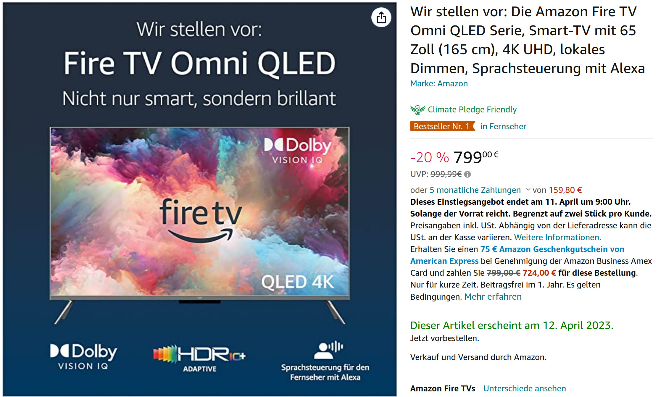 Amazon Smart TV: Amazon verkauft Smart-TVs in Deutschland bis 65 Zoll --Preise ab 189,99 Euro