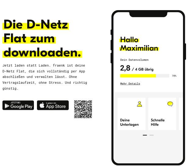 Fraenk Telekom Tarife: 4 GB Allnet-Flat im Telekom Netz f�r mtl. 10 Euro mit mtl. Laufzeit
