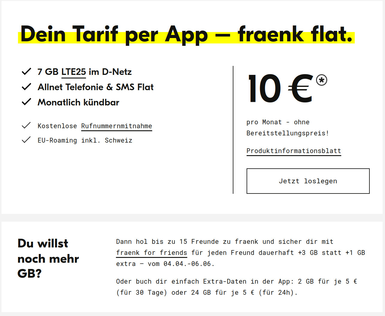 fraenk for friends: fraenk Tarife im Telekom Netz mit bis zu 53 GB Datenvolumen durch Empfehlungen