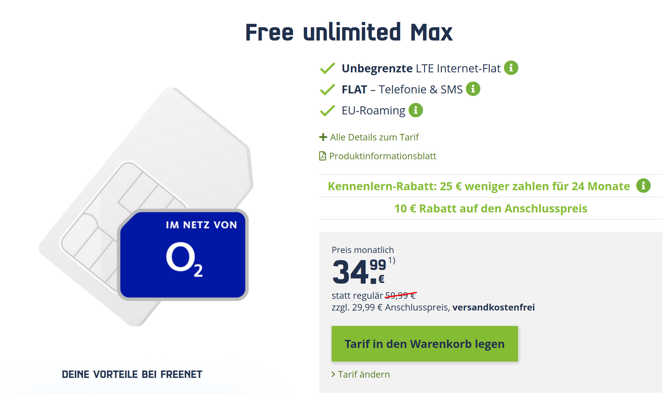Unlimited Flat Tarife: O2 Unlimited Tarife mit 225 Mbit Speed für 34,99 Euro statt 59,99 Euro